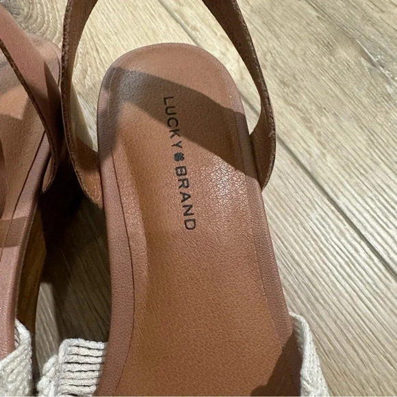 Lucky Brand BrownLeather Crochet Platform Sandal with Ankle Strap Sz 9.5 NWOT - Picture 5 of 12